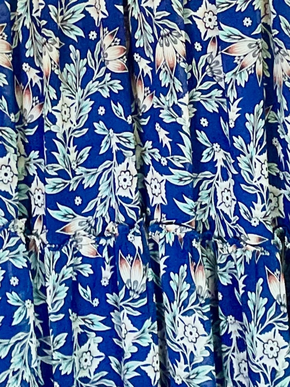 SALE Max Studio Blue Floral V-Neck Smocked Midi Dress - Picture 2 of 4